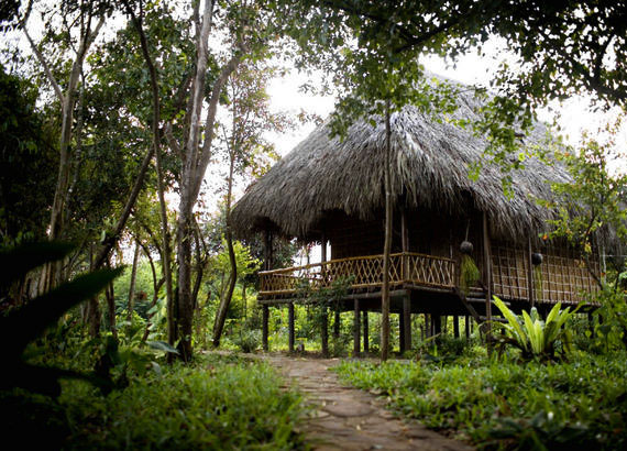 Accommodations in Chi Phat range from thatched-roof bamboo huts to elaborate tents.